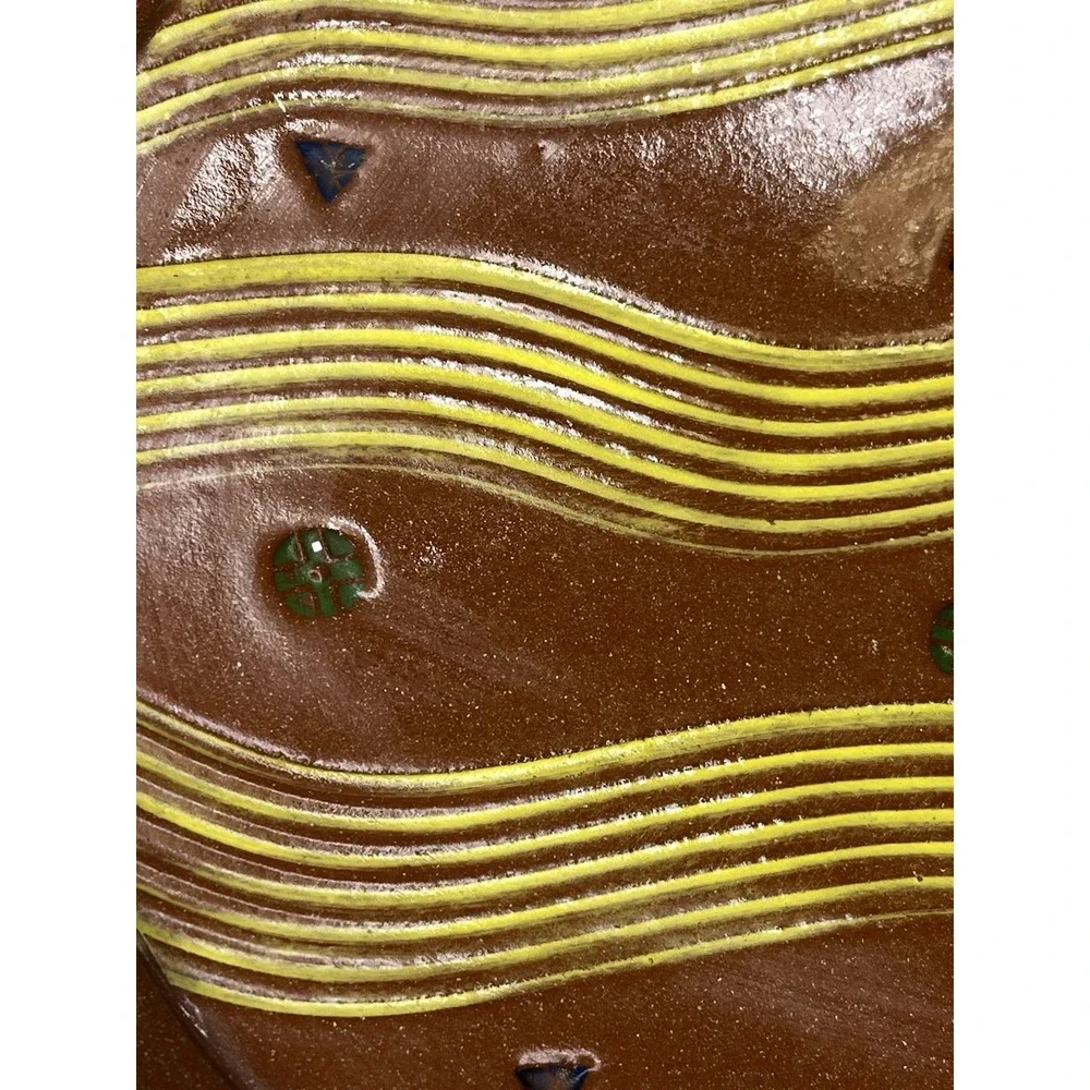 Neil Patterson Studio Pottery Footed‎ Bowl Pattern Sgraffito Stamped Terracotta